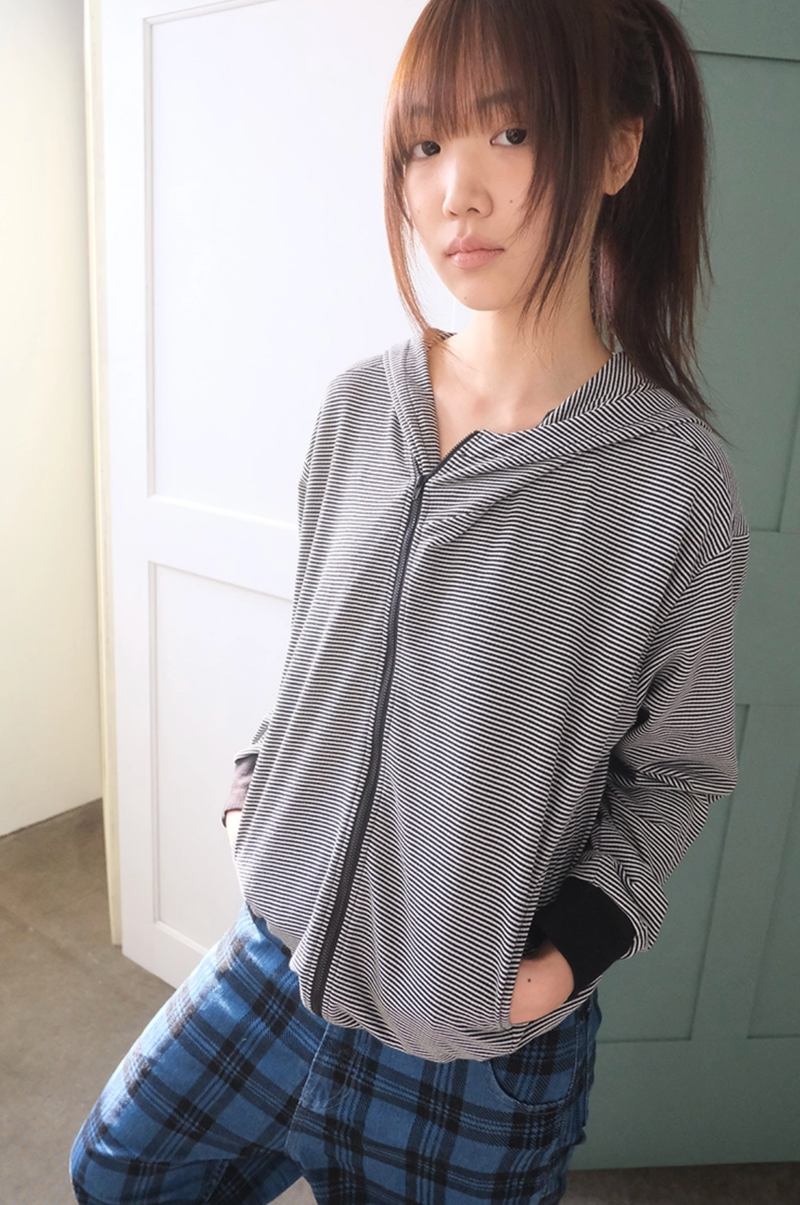 scamp stripe hood zip-up (2c)