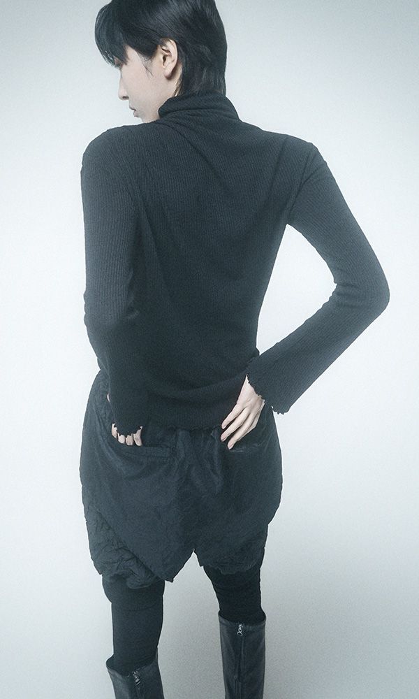 Cowl draped T-shirt Black