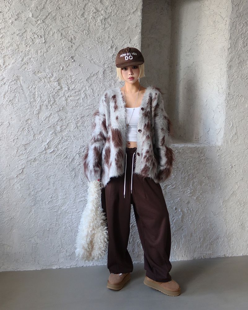 Leopard Print Oversized Sherpa Cardigan