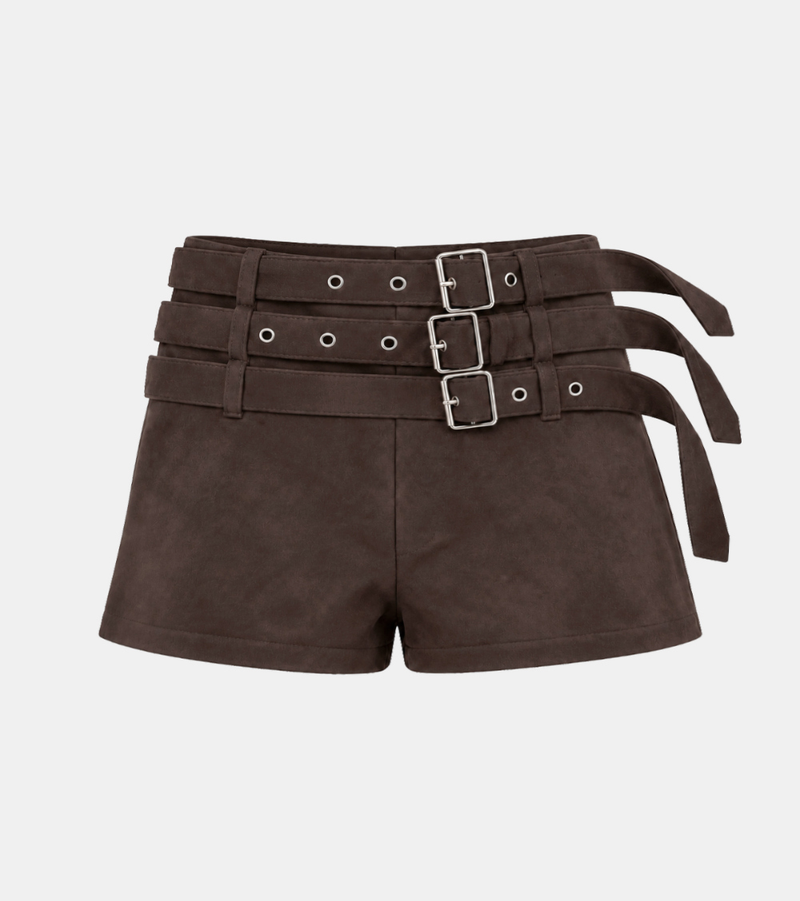 Triple Buckle Belt Shorts