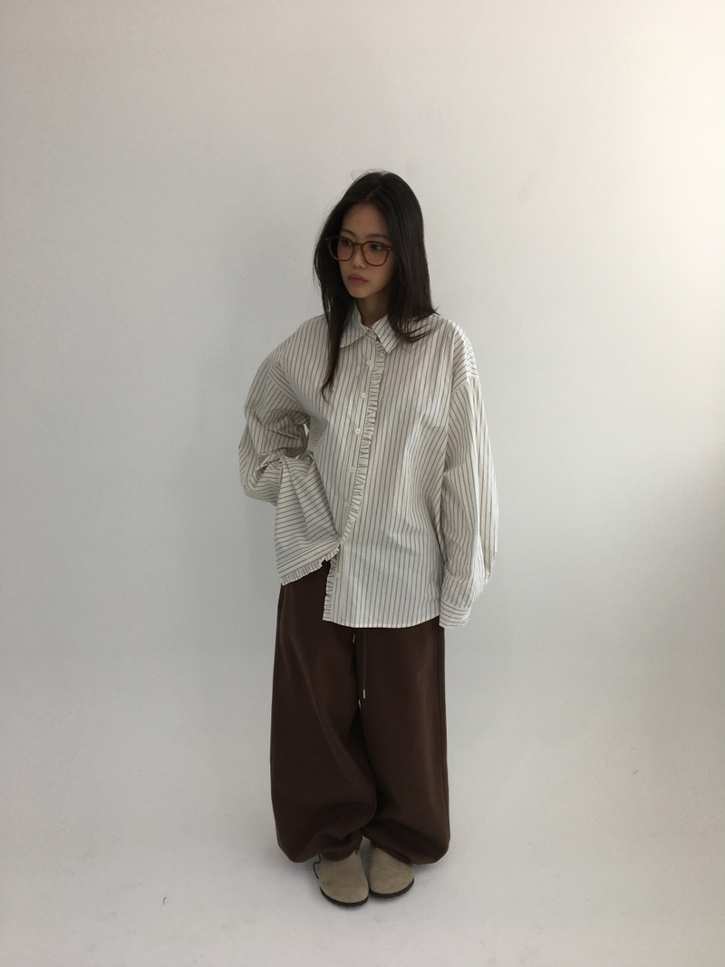 Ondes Frill Placket Shirt (2color)