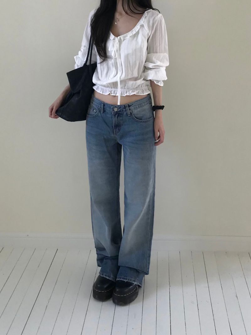 Irene Frill Ribbon Blouse (2 colors)