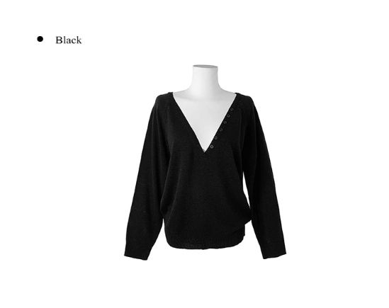 Nubi Deep V-Neck Loose Fit Layered Button Knit