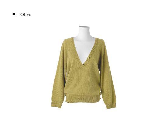 Nubi Deep V-Neck Loose Fit Layered Button Knit