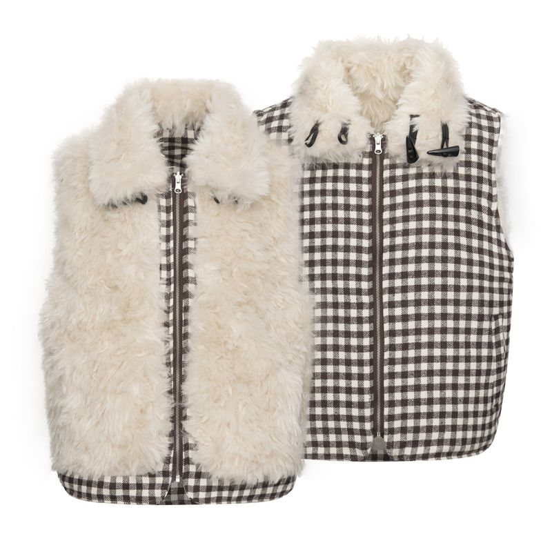 Cozy&Kitsch（コージーアンドキッチ）の「チェック コントラスト フォー ファー カラー ダッフル ベスト（ジャケット/アウター）」