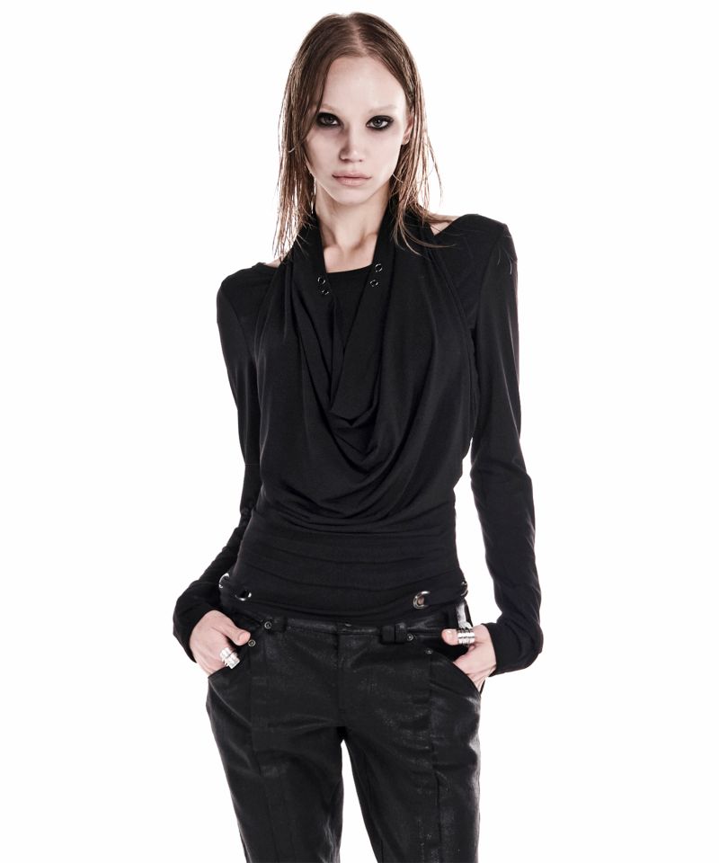 COWL LAYERED LONGSLEEVE TOP