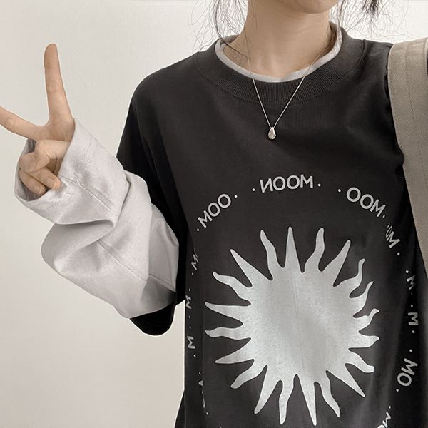 Moon Layered Long Sleeve Tee (4 colors)