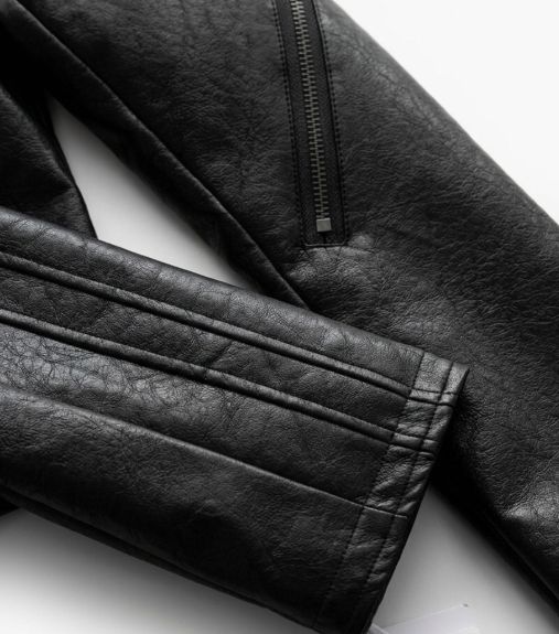 Cross Zip Leather Jacket