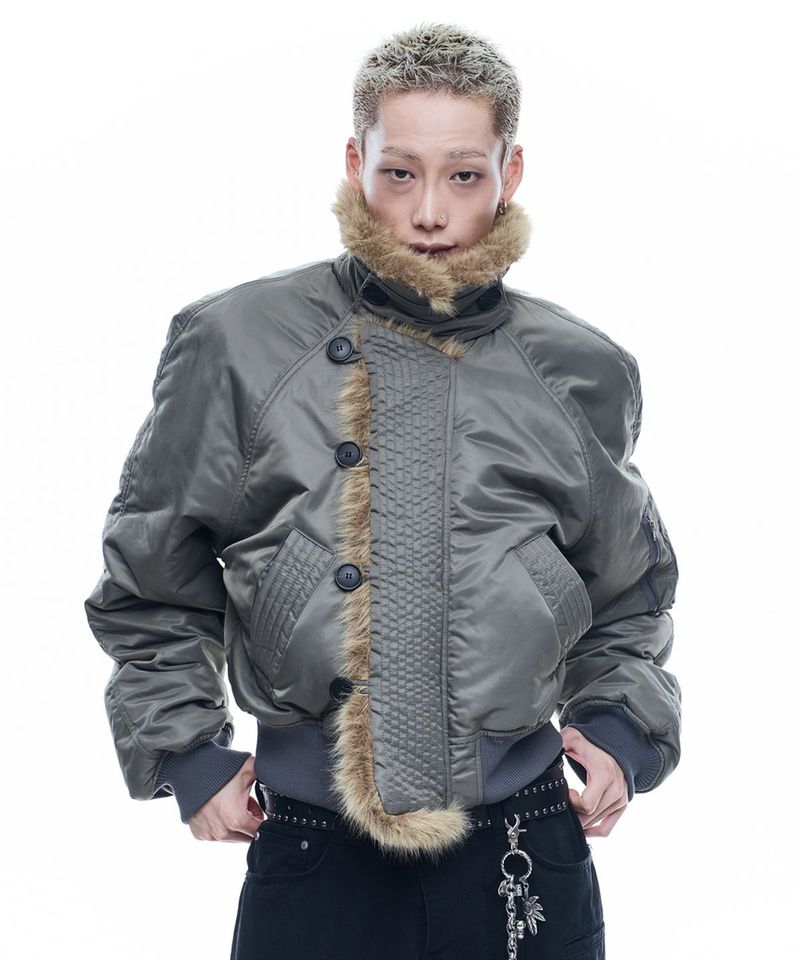 Heavy Cropped MA-1 Jacket - Khaki