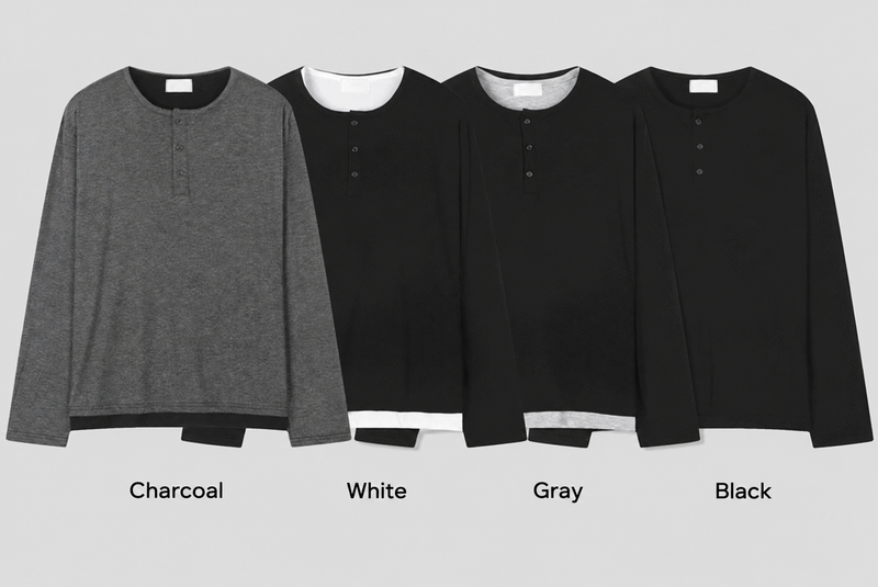 Layered Henley Neck Tee