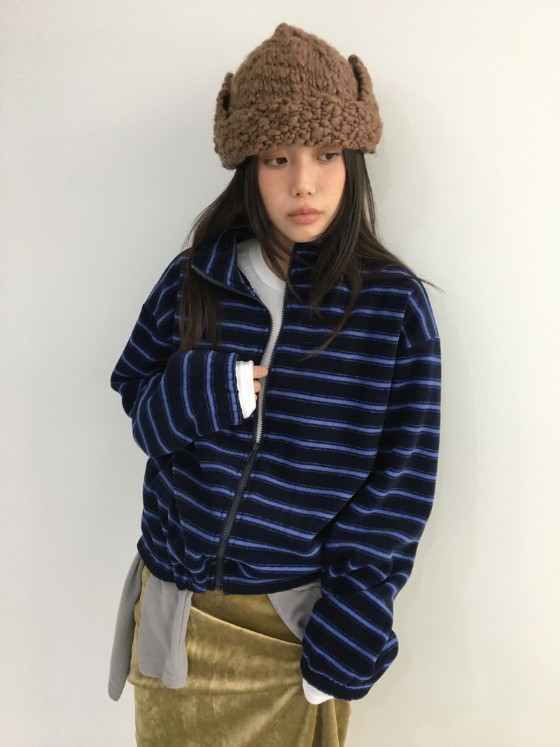 Hippo Stripe Fleece Zip-up (3color)