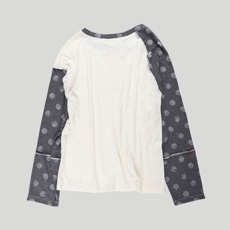 DOTTY SLIP NECK BUTTON TOP