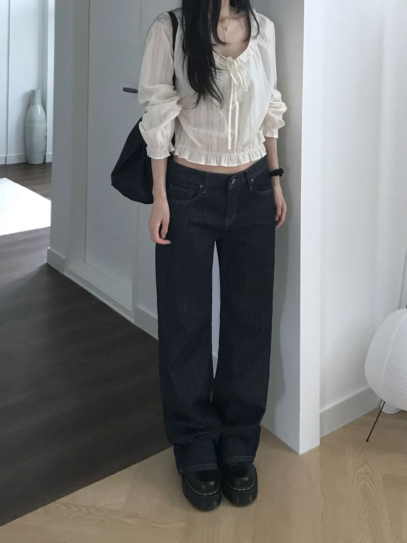 Irene Frill Ribbon Blouse (2 colors)