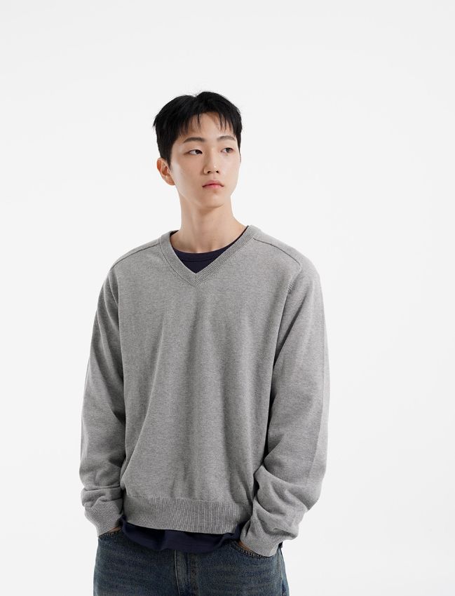 26FW★ Layer Cotton V-Neck Knit