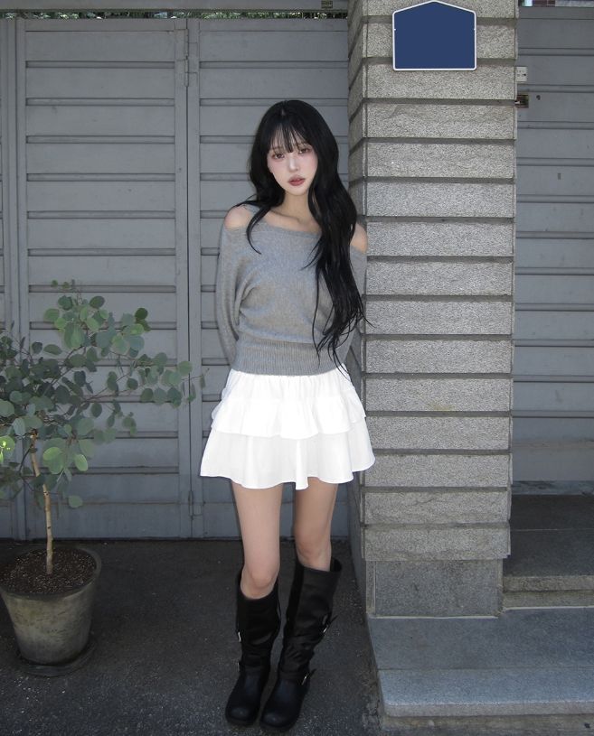 Leev Corduroy Tiered Mini Skirt