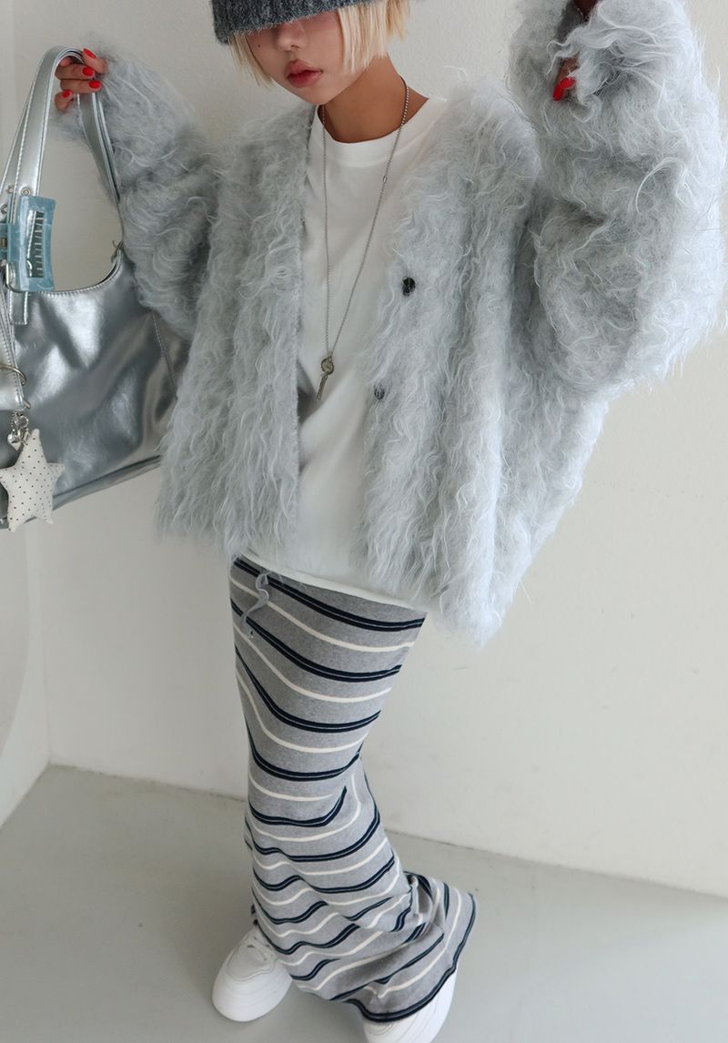Color-Blocked Striped Maxi Long Skirt