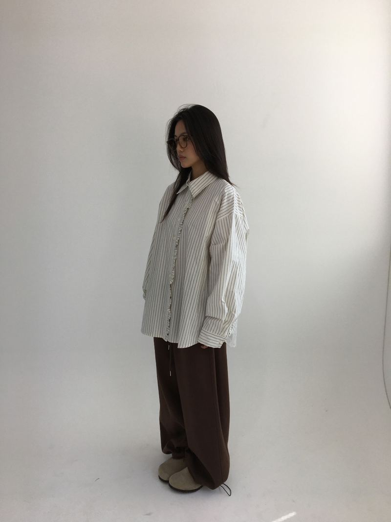 Ondes Frill Placket Shirt (2color)