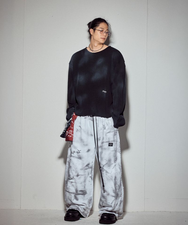 VTG printing heavy waffle LS-BK dirty