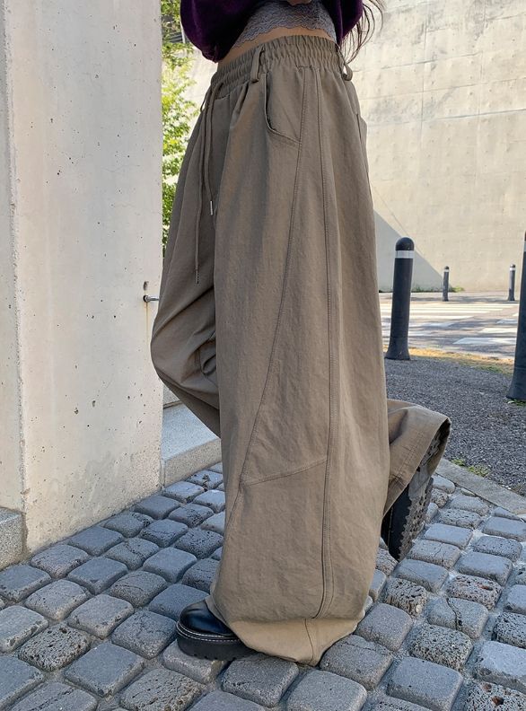 Pju Curved String Wide Banding Pants