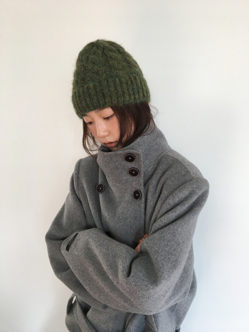 ハショ ファンネルネック ハーフ コート (2color)