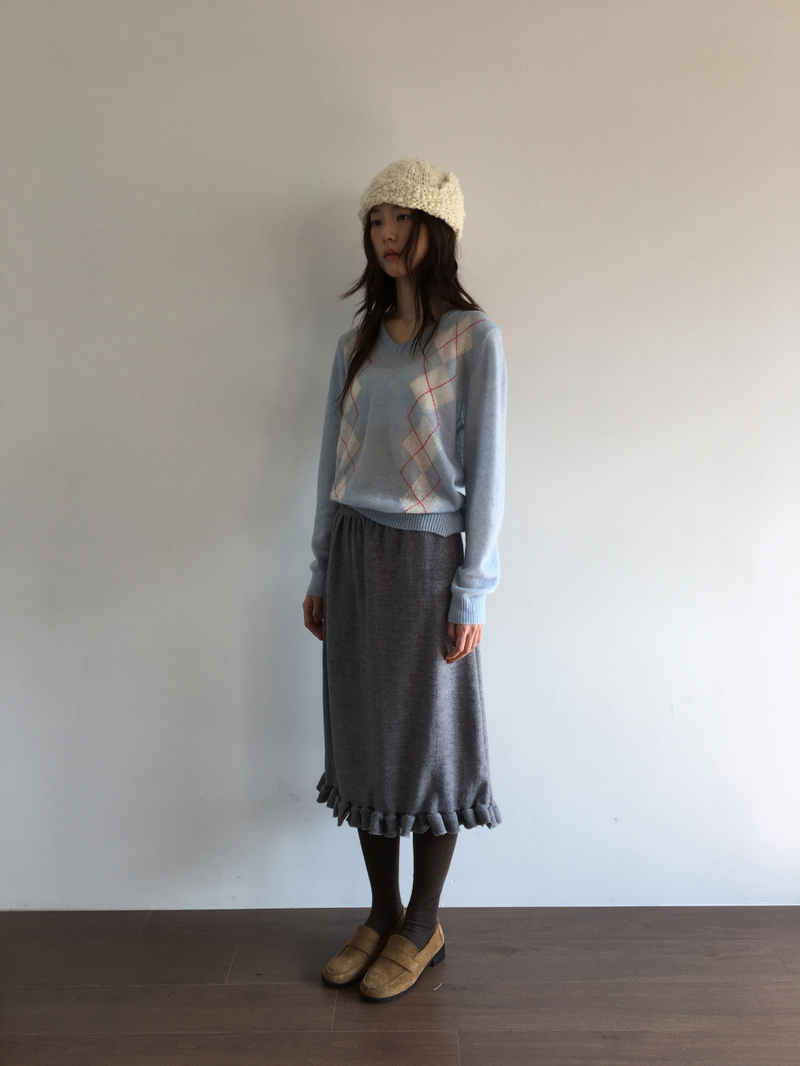 Fmang Mohair Argyle Knit (4color)