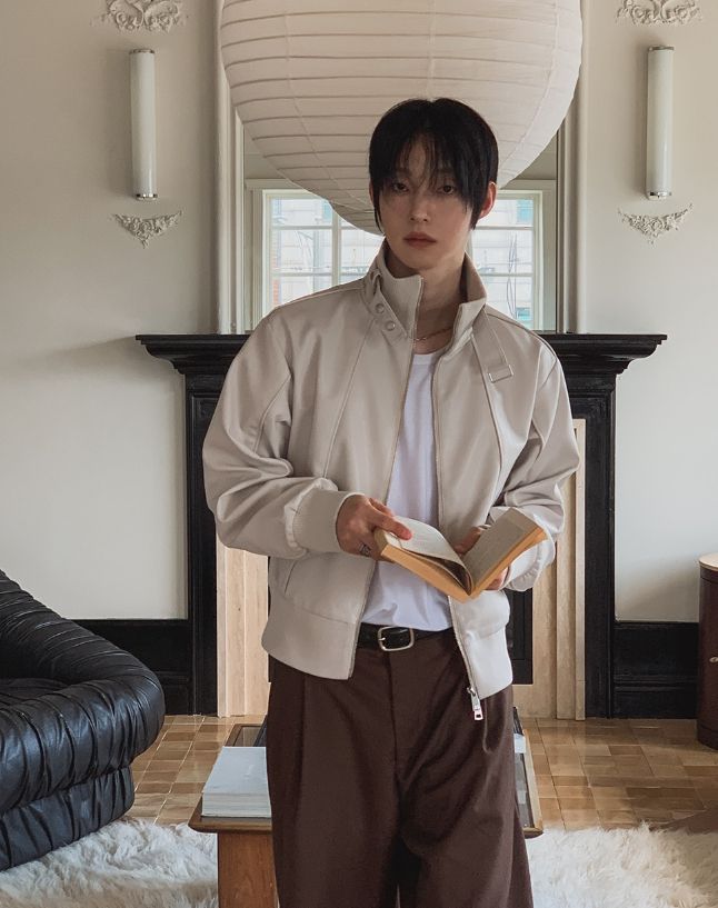 Kanden Belt High-Neck Leather Blouson