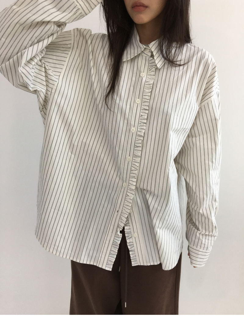 Ondes Frill Placket Shirt (2color)