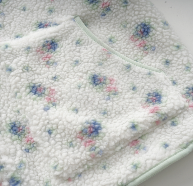 Floral Pattern Fleece Zip-Up Jacket