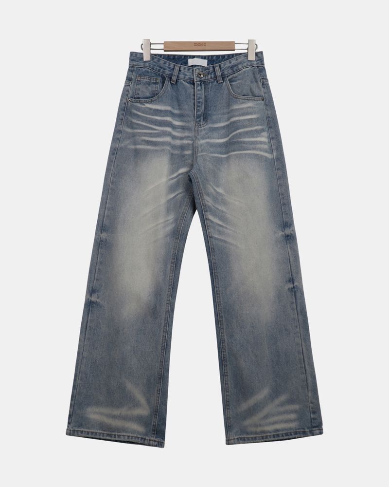 Kirun Cat Washed Denim Pants