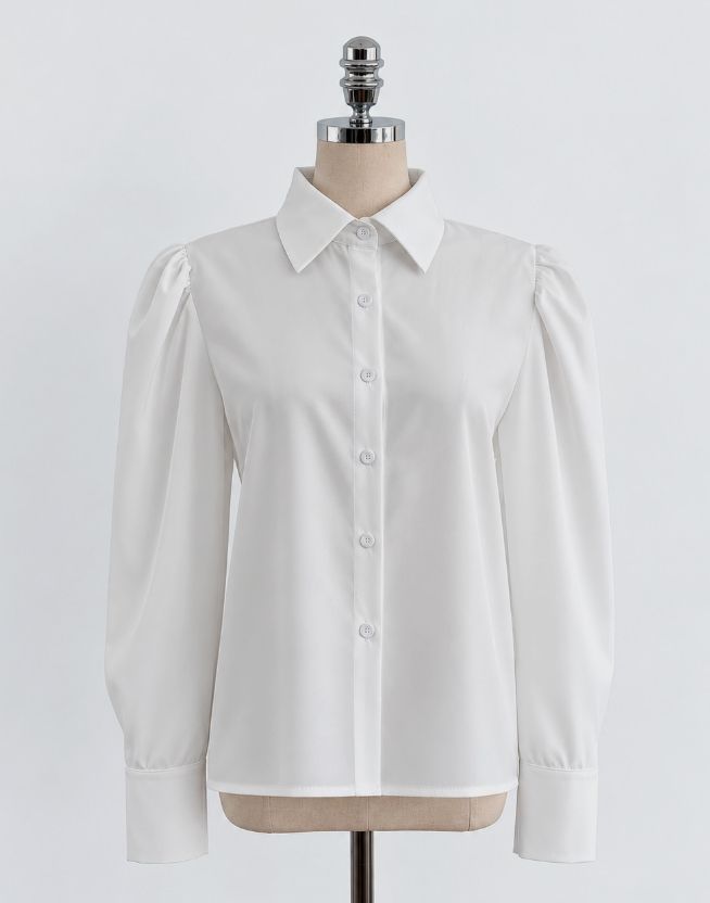 Bitten Balloon Sleeve Shirt Blouse