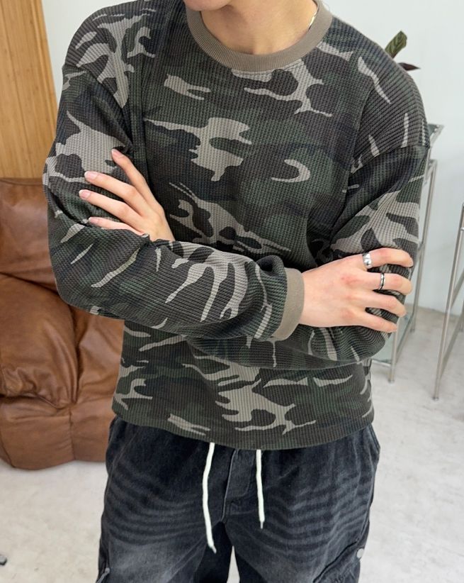 Demei Camo Waffle Long Sleeve