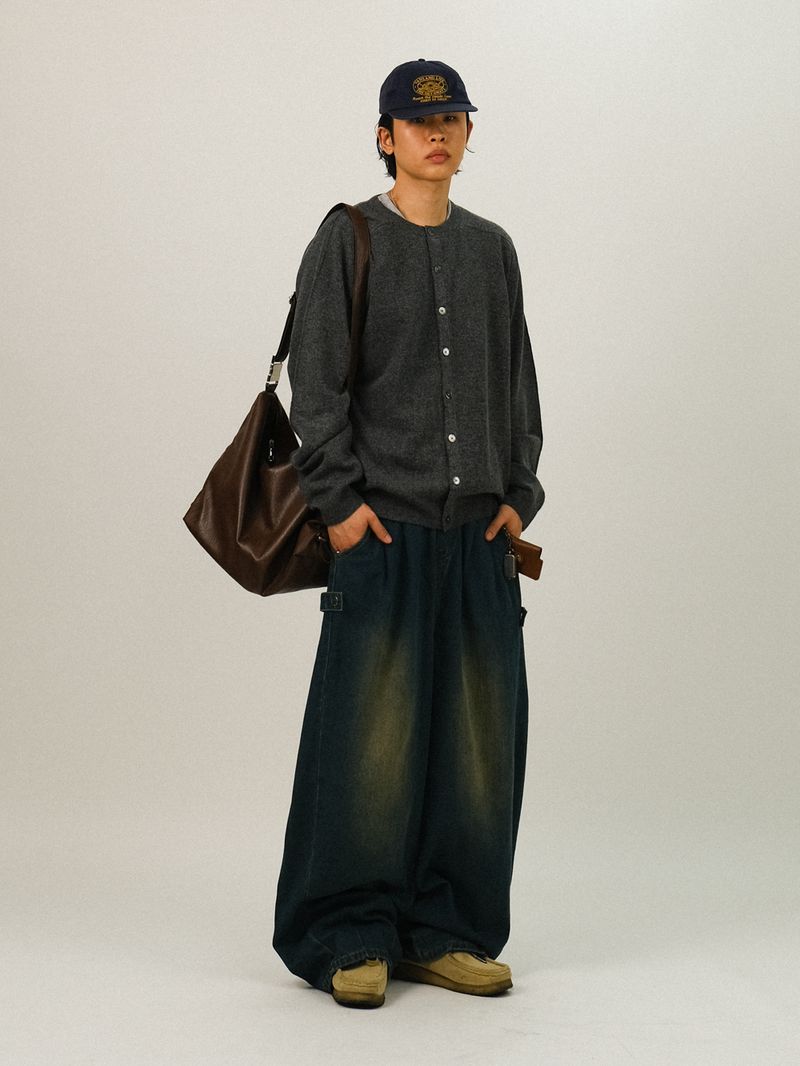 SH Snap Washed Wide-Fit Denim Pants