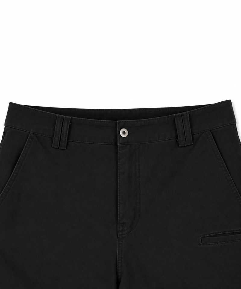 Washed Multi-Pocket Semi-Flare Pants - Black