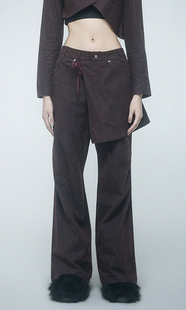 Reculer（ルキュレ）の「Wrinkle Wrap skirt pants Burgundy（Pants）」