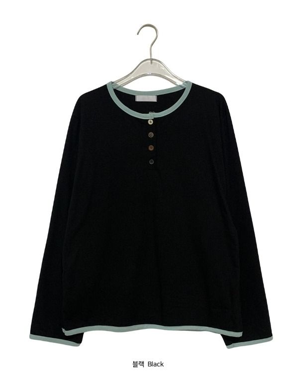 Tero Loose-Fit Henley Neck Long Sleeve Tee