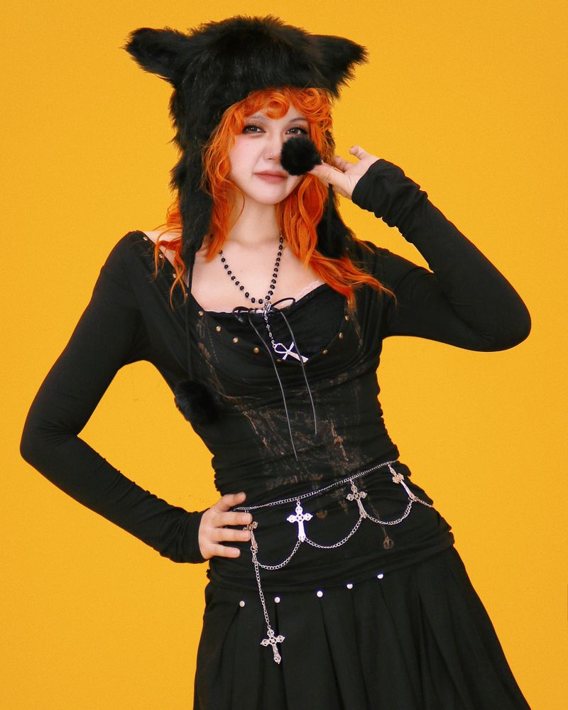 psycho stud pleats skirt