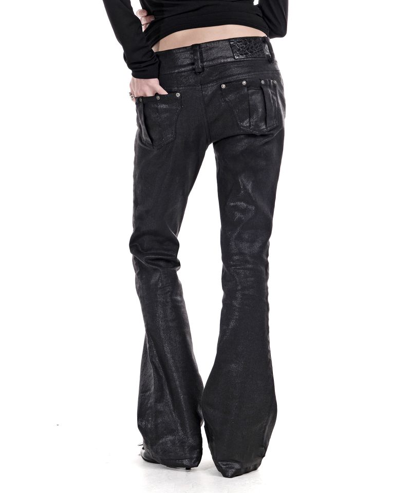 VAMP SLIM BOOTCUT DENIM PANTS GLITTER BLACK