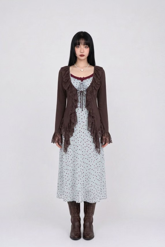 MISTY BLUE POLKA DOT SLIP DRESS