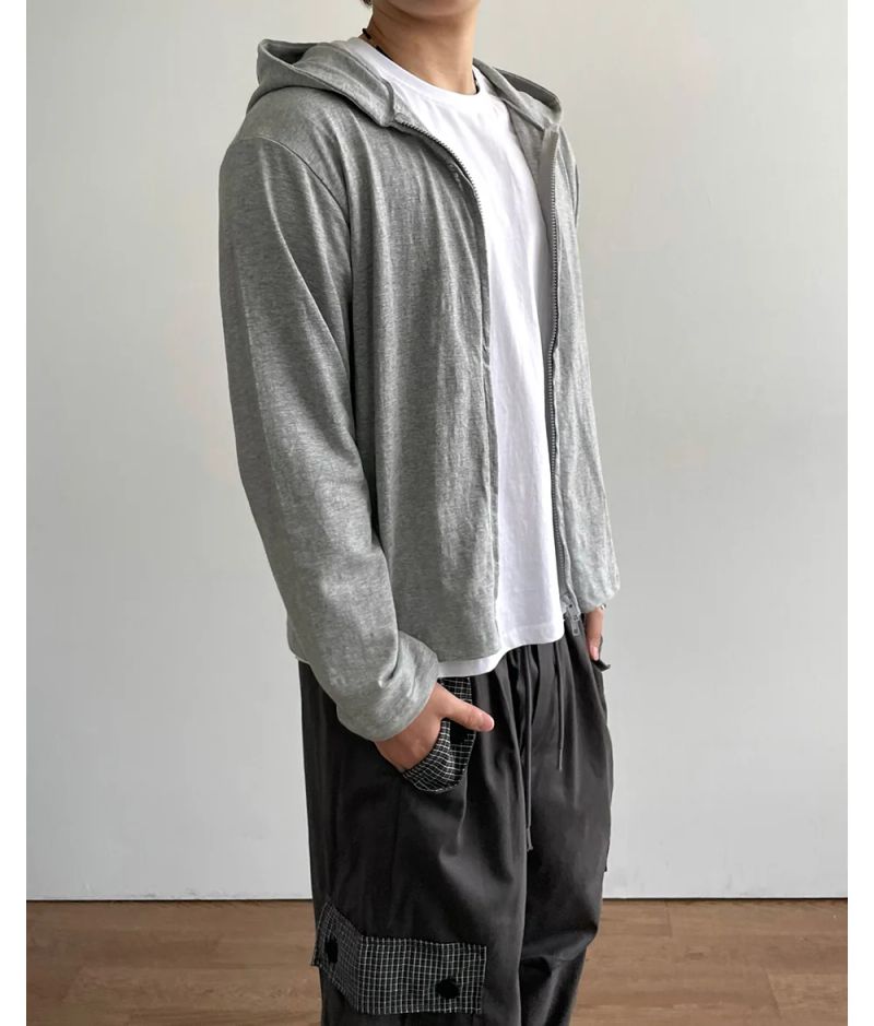 City Slub Crop Hood Zip-up