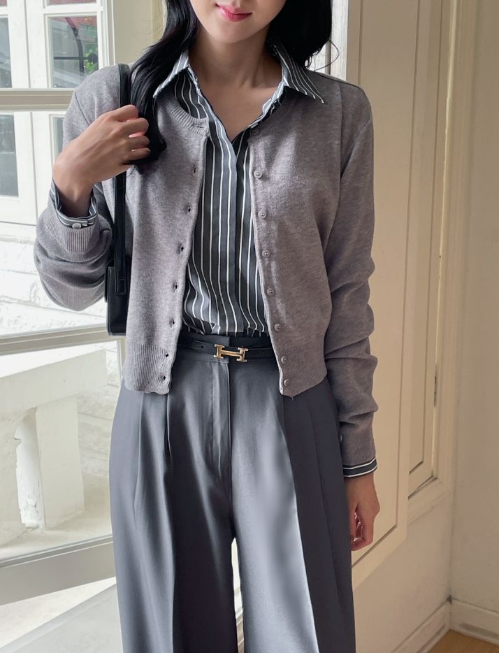 26FW★ Rodellson Puff Hidden Button Stripe Shirt