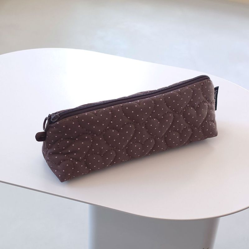 Triangle zipper Pencil Pouch_Petit Dot Brownie
