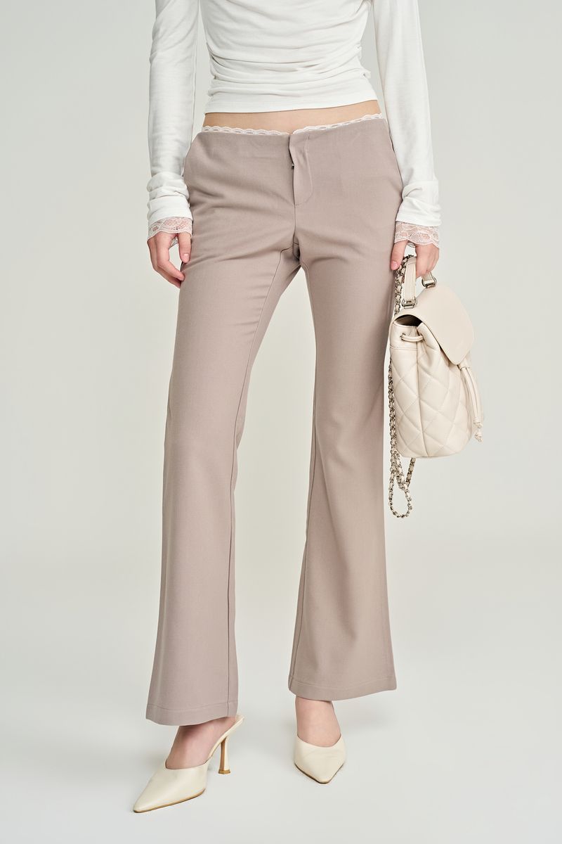 Ivy lace bootcut trousers, Taupe