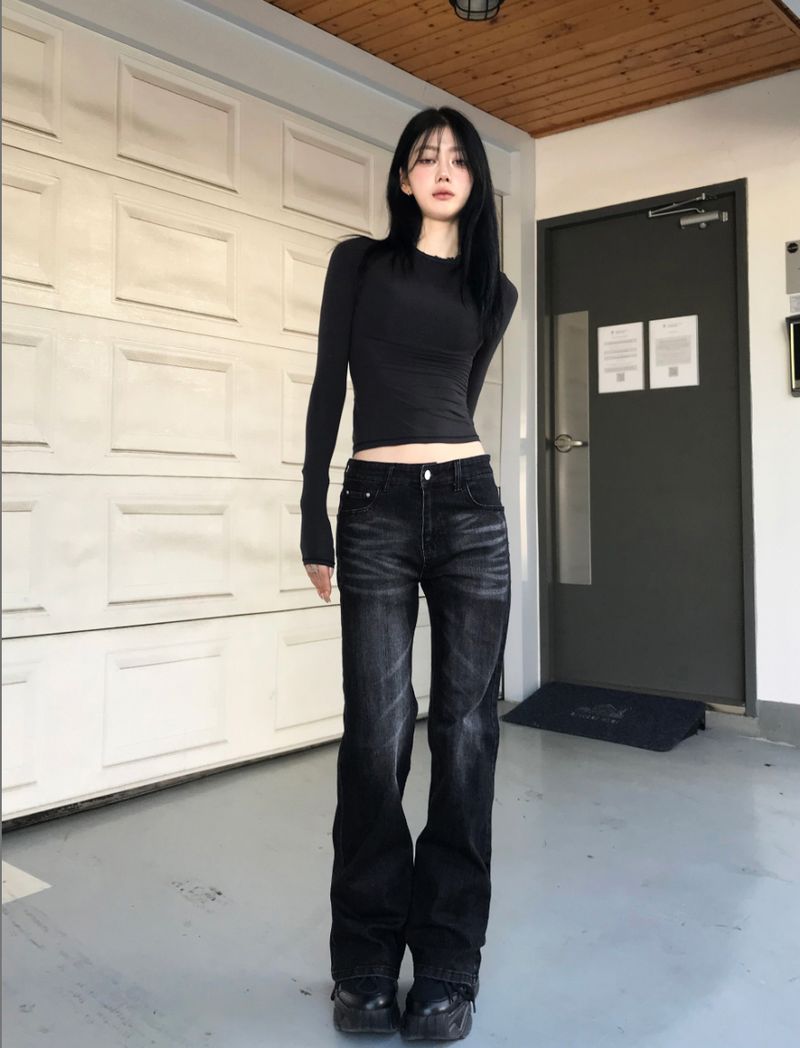 Coal Black Low-Rise Denim