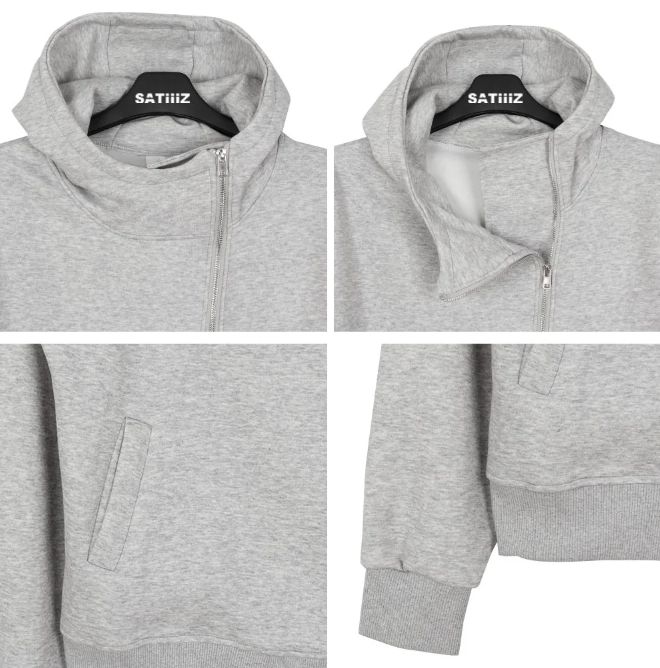 2S Diagonal High-Neck Hood Zip-up
