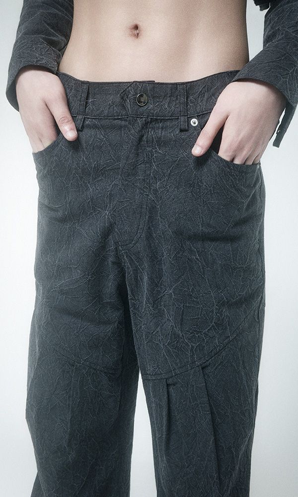 Wrinkle Wrap skirt pants Charcoal