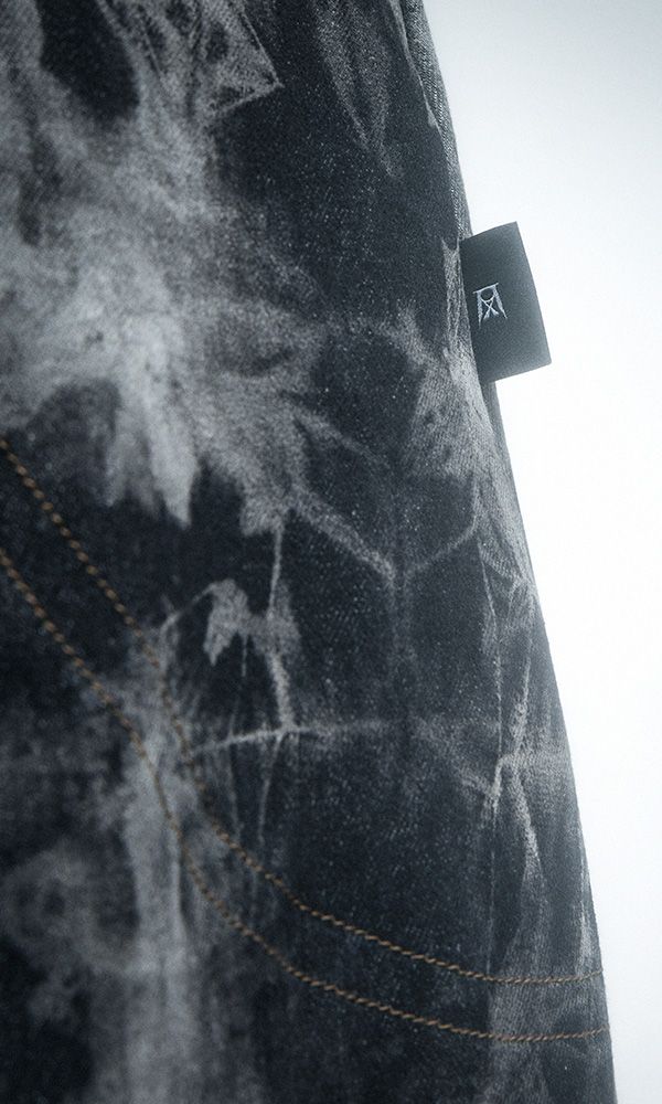 Pipe dyeing Denim Skirt pants Black