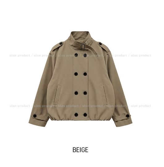 Monic High-Neck Buckle Trench Jacket